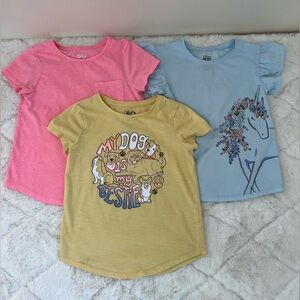 Girls Graphic T-Shirt Bundle 3 | SO & Jumping Beans | Size 7 | Dog & Unicorn Tee
